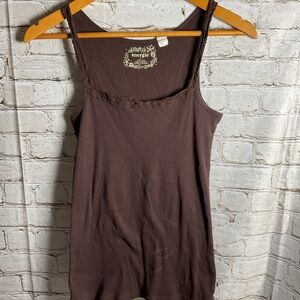 Energie Brown Tank Top Scoop Neckline Damaged